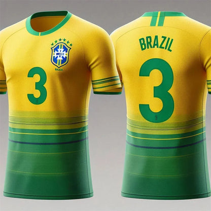 2025 Men's/Women's Sports T-shirt 3D printed Brazilian breathable Football Outdoor Sports V-neck top