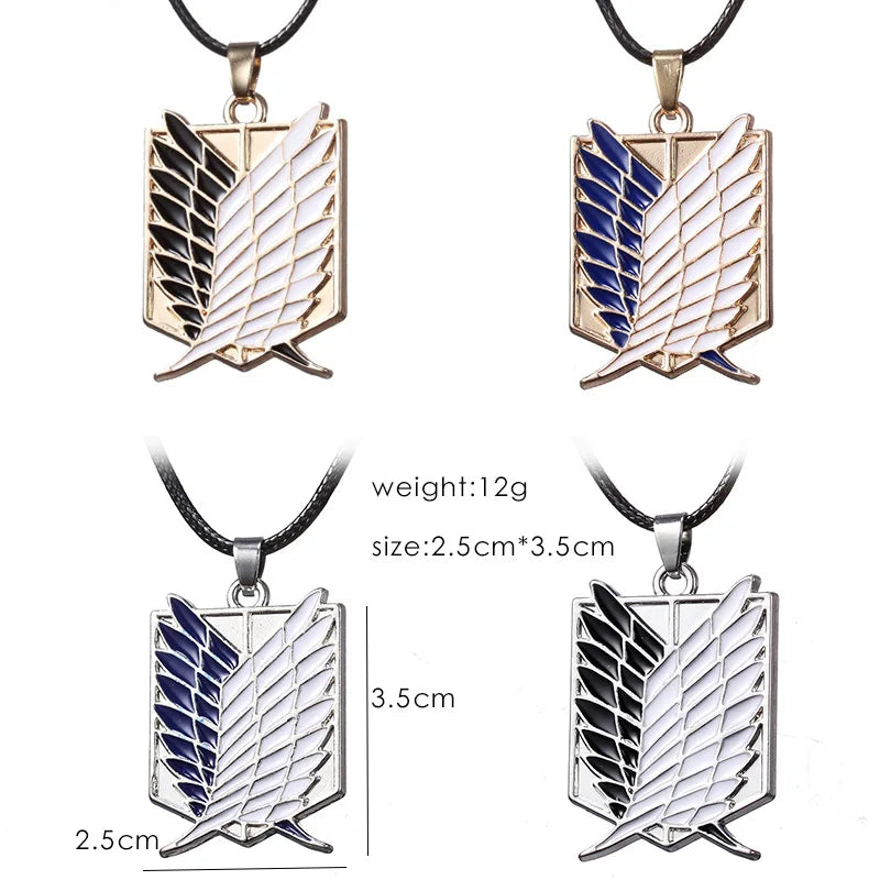 Anime Attack On Titan Necklace Wings Of Freedom Eren Scout Legion Stationary Guard Military Police Trainee Squad Pendant Jewelry