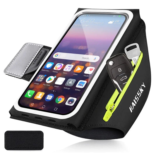 HAISSKY Stereoscopic Running Bags For iPhone 16 Pro Max 16 Plus 16E Men Women Zipper Earphone Pocket Outdoor Sports Armband Bags