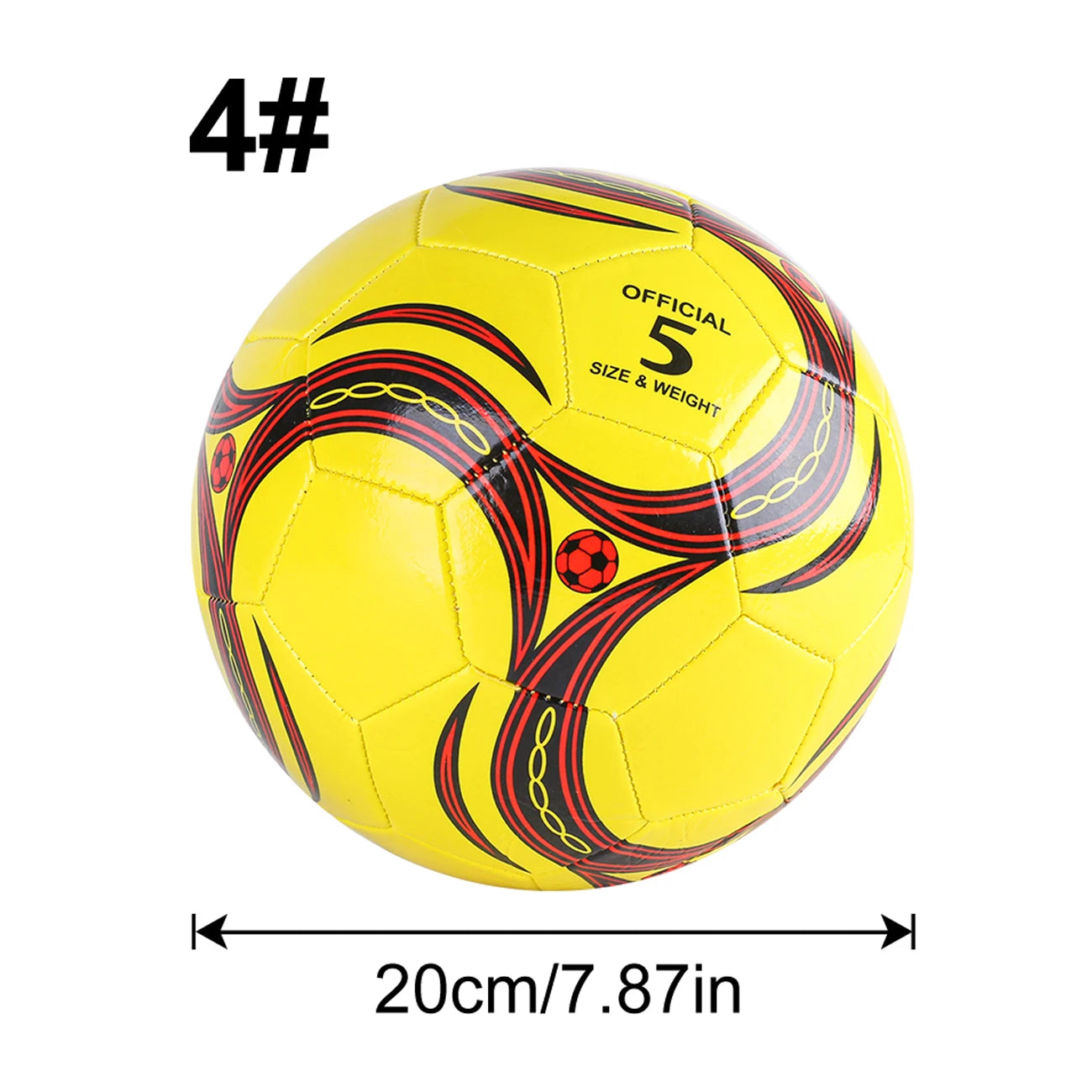 1PC A Size 3,4,5 Cyclone Football, Soft Inflatable Yellow Soccer Ball, Suitable for Training and Match Play