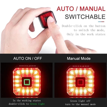 GIYO Smart Auto Bicycle Brake Light Tail Rear Sensing Light USB Cycling Light Bike Lamp Stop LED Back Rechargeable Waterproof