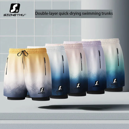 New Swimming Trunks Men's Anti-embarrassment Adult Quick-drying Swimsuits Large-sized Quick-drying Hot Spring Swimming Sets