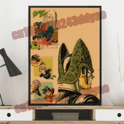 Japanese Anime Dragon Ball Retro Poster, Vegeta, Goku, Frisa, Piccolo, Canvas Paint, Printing Wall Art, Children's Gifts