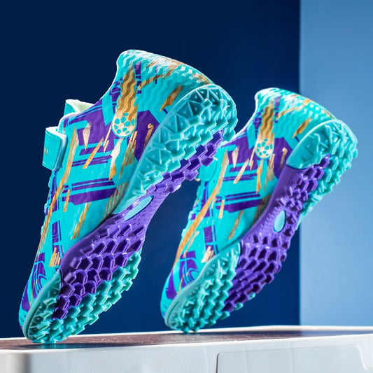 Childrens Soccer Shoes for Boy Indoor Turf Training Outdoor Sports Fast Football Shoes Society Cleats Football Boots for Kids