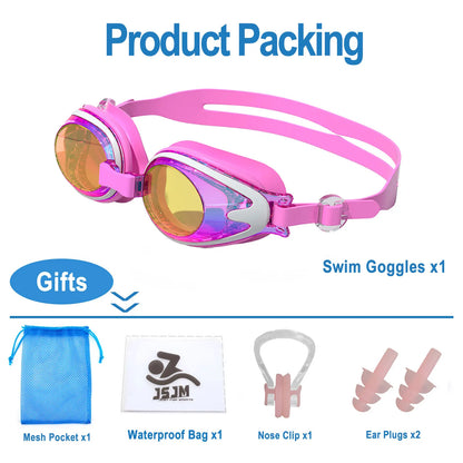 JSJM Professional Kids Swimming Goggles Anti-Fog UV Protection Waterproof Silicone Swim Glasses for Boys Girls Swim Eyewear Gift