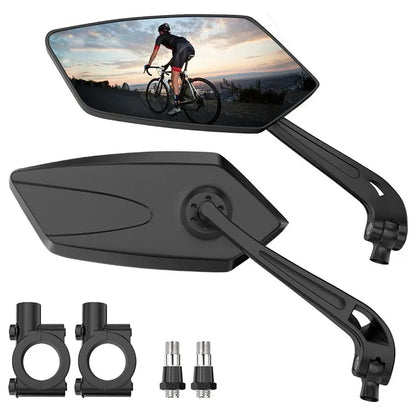 360 Degree Adjustable MTB Rearview Mirror Flat Bicycle Handlebar Mirror for Electric Bike Cycling Safety Accessories