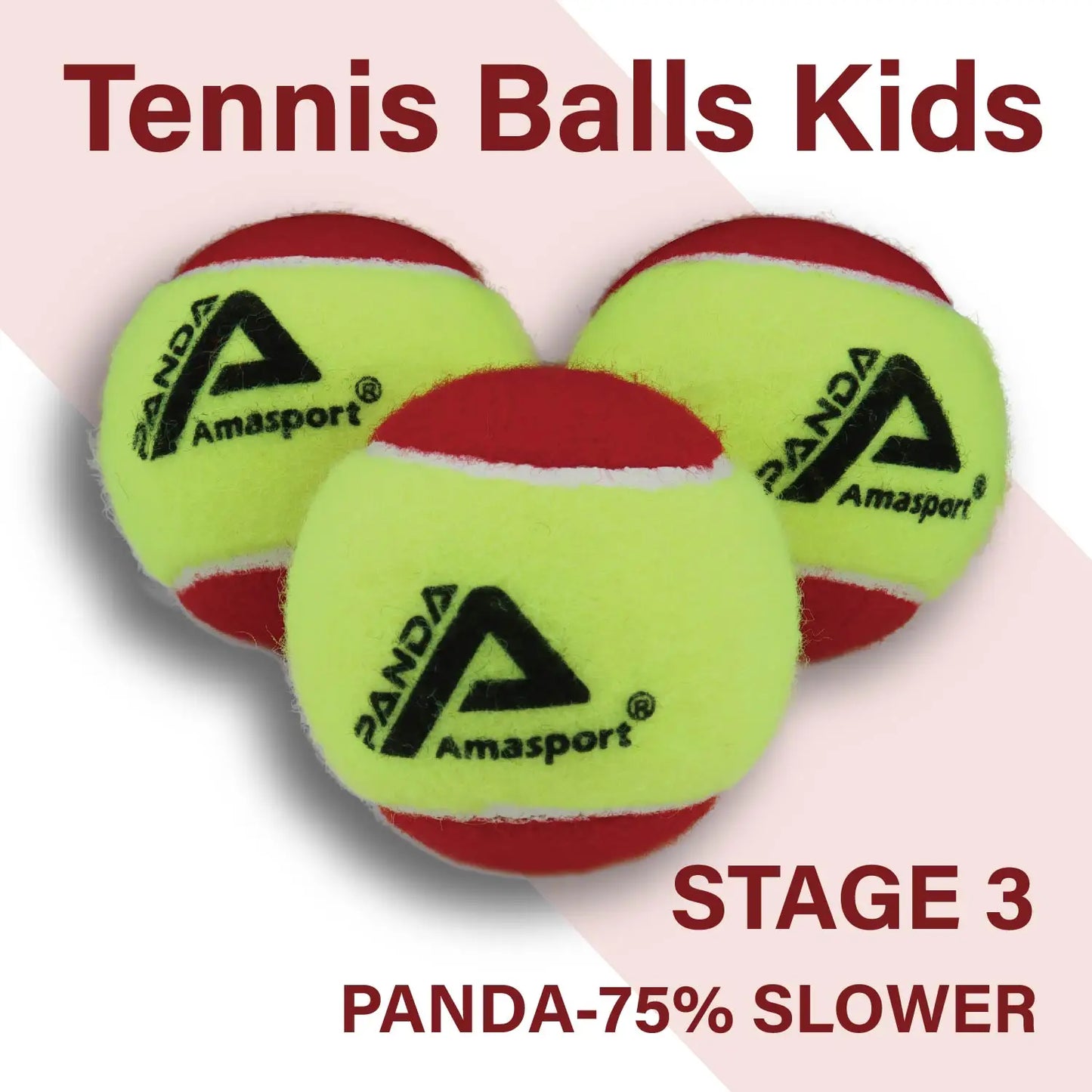 AMASPORT Kid Tennis Balls 25%/50%75% Slower Soft Pressure-Decompression Tennis Balls for Children Aged 5-12 Years