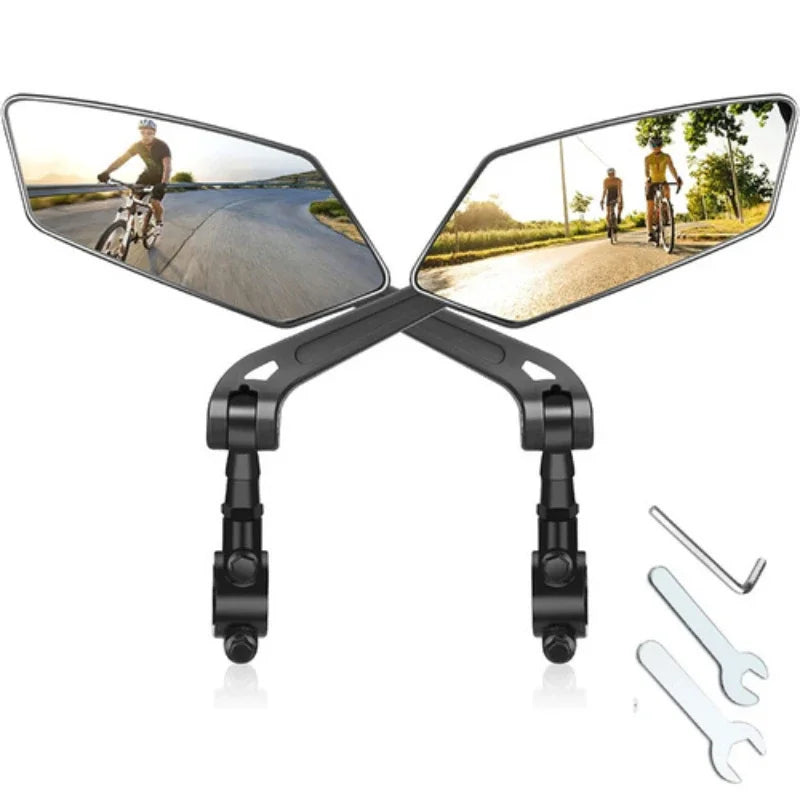 360 Degree Adjustable MTB Rearview Mirror Flat Bicycle Handlebar Mirror for Electric Bike Cycling Safety Accessories