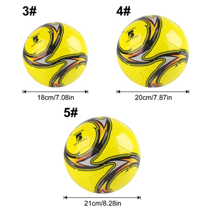 1PC A Size 3,4,5 Cyclone Football, Soft Inflatable Yellow Soccer Ball, Suitable for Training and Match Play