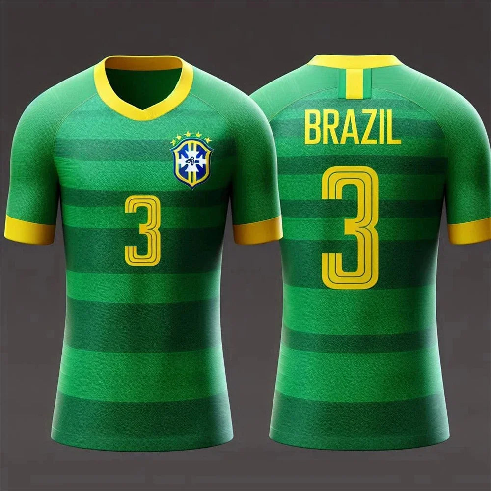 2025 Men's/Women's Sports T-shirt 3D printed Brazilian breathable Football Outdoor Sports V-neck top