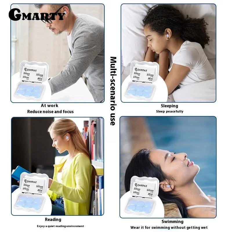 6Pcs/Box Silicone Ear Plugs Reusable Earplugs For Sleeping Swimming Traveling Working Studying Noise Reduction Flexible Ear Plug