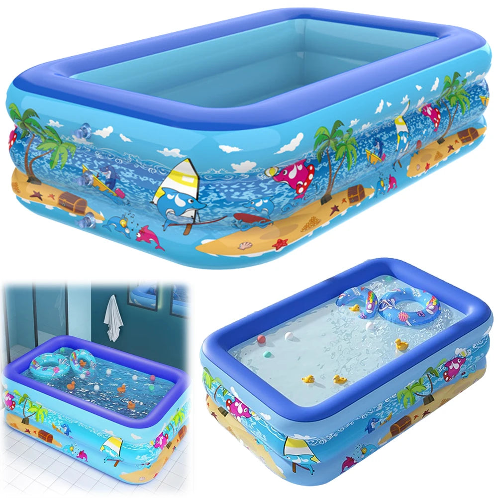 Inflatable Swimming Pool Indoor Outdoor PVC Swimming Pool Cartoon Thickening Swimming Pool for Toddler Kids Pool