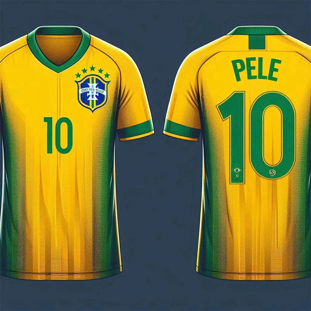 2025 Men's/Women's Sports T-shirt 3D printed Brazilian breathable Football Outdoor Sports V-neck top