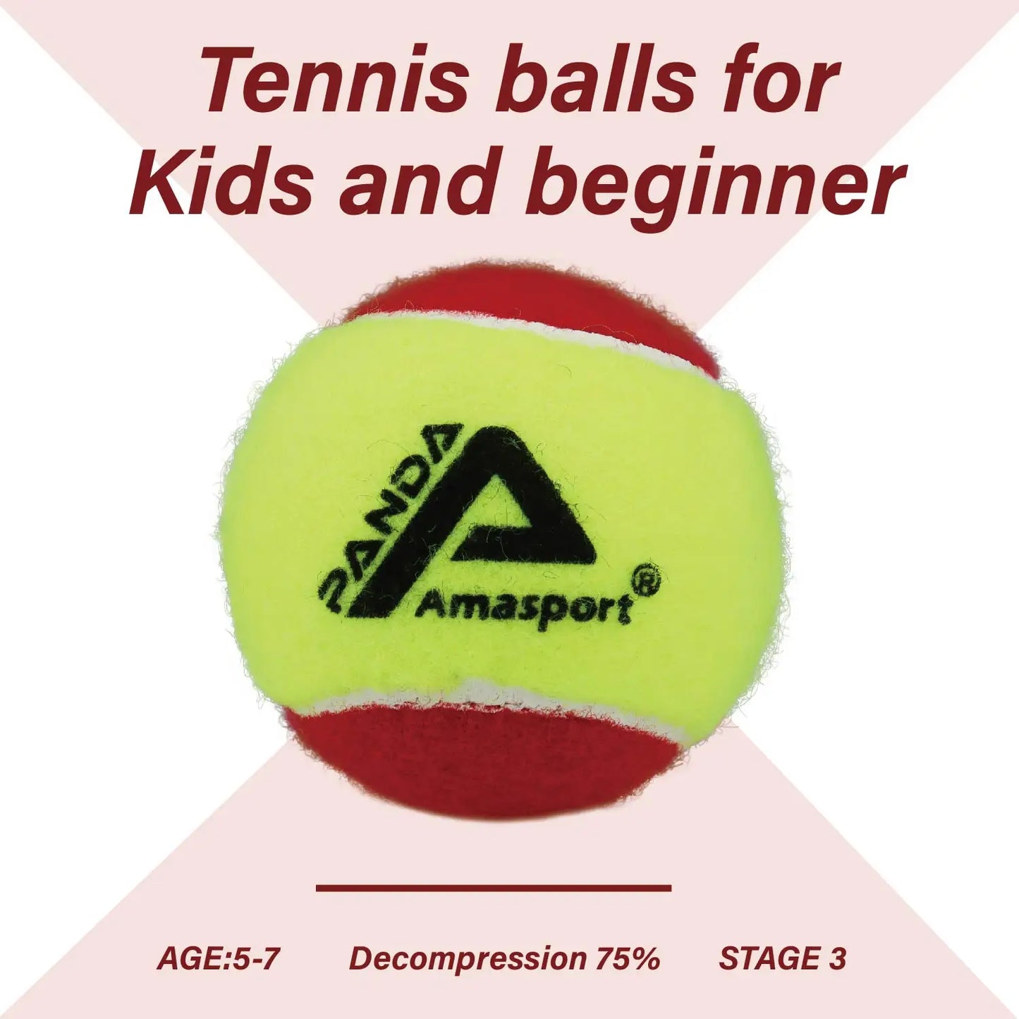 AMASPORT Kid Tennis Balls 25%/50%75% Slower Soft Pressure-Decompression Tennis Balls for Children Aged 5-12 Years