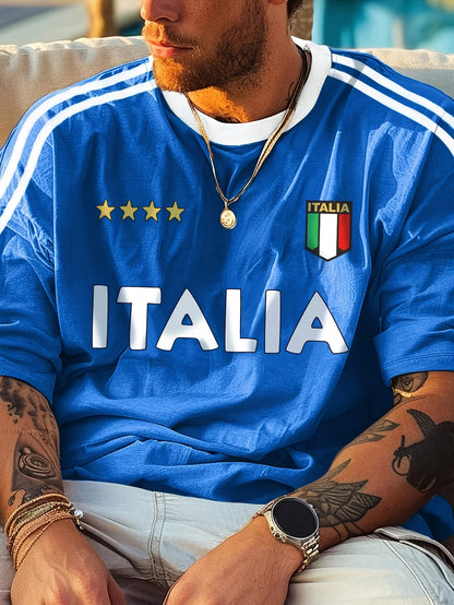 Summer 2025 new men's T-shirt 3D printed casual and fashionable polyester fiber outdoor men's wear