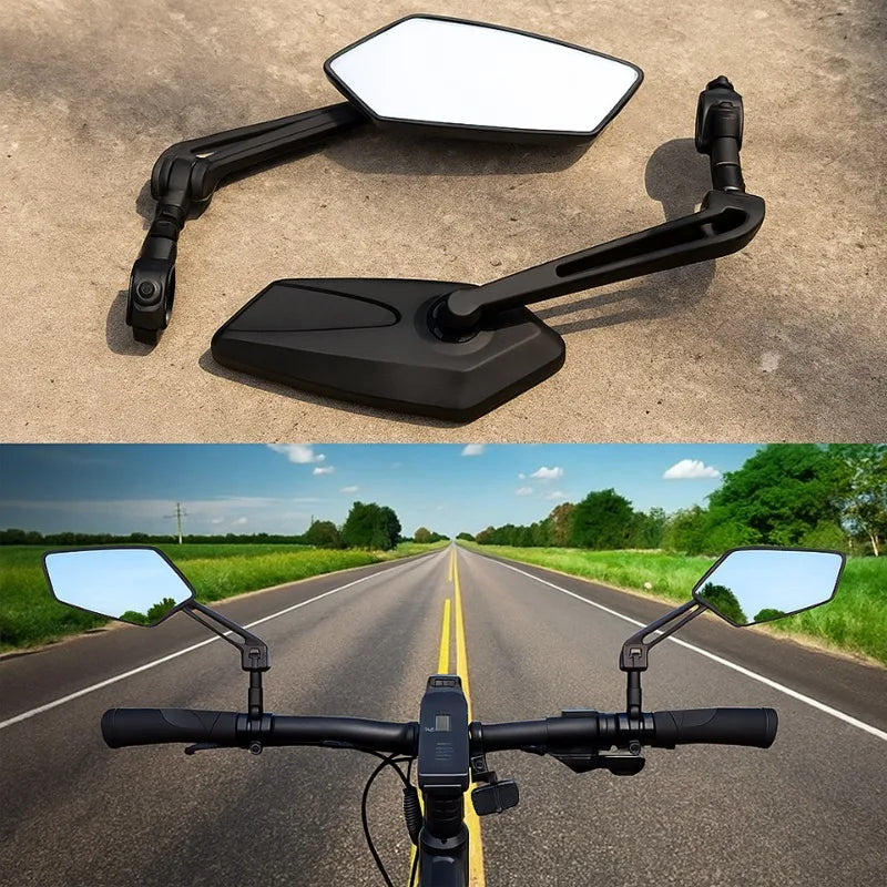 360 Degree Adjustable MTB Rearview Mirror Flat Bicycle Handlebar Mirror for Electric Bike Cycling Safety Accessories