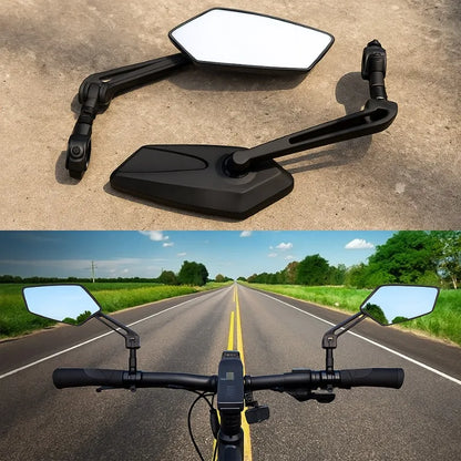 360 Degree Adjustable MTB Rearview Mirror Flat Bicycle Handlebar Mirror for Electric Bike Cycling Safety Accessories