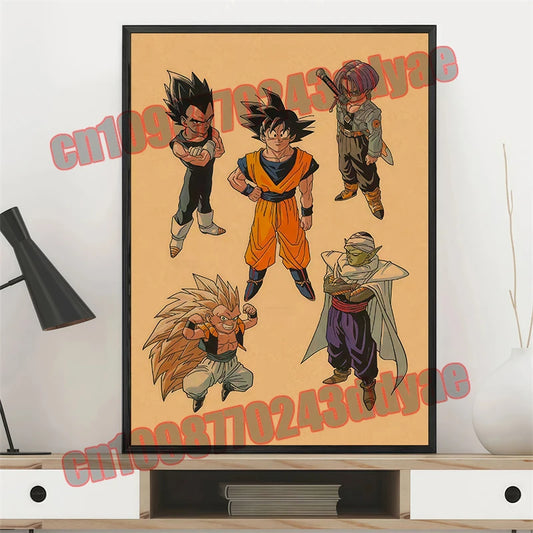 Japanese Anime Dragon Ball Retro Poster, Vegeta, Goku, Frisa, Piccolo, Canvas Paint, Printing Wall Art, Children's Gifts