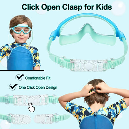 Swim Goggles 2 Pack Anti-Fog Anti-UV Wide View Swimming Goggles for Kids 3-14