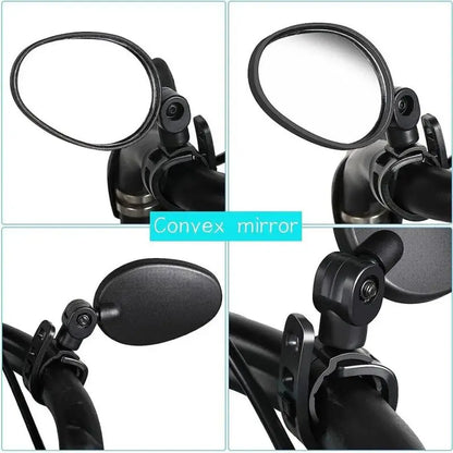 Wide-Angle Rearview Mirror for Bicycle, 360 Degree Rotation, Outdoor Riding, Mountain Bike Handle, Safety Accessories