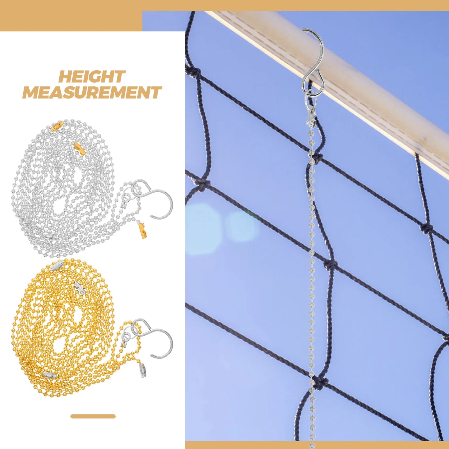 2 Pcs Volleyball Referee Equipment Kit Net Measurement Chain Nets Supplies Setter Trainer Copper for Volleyballs