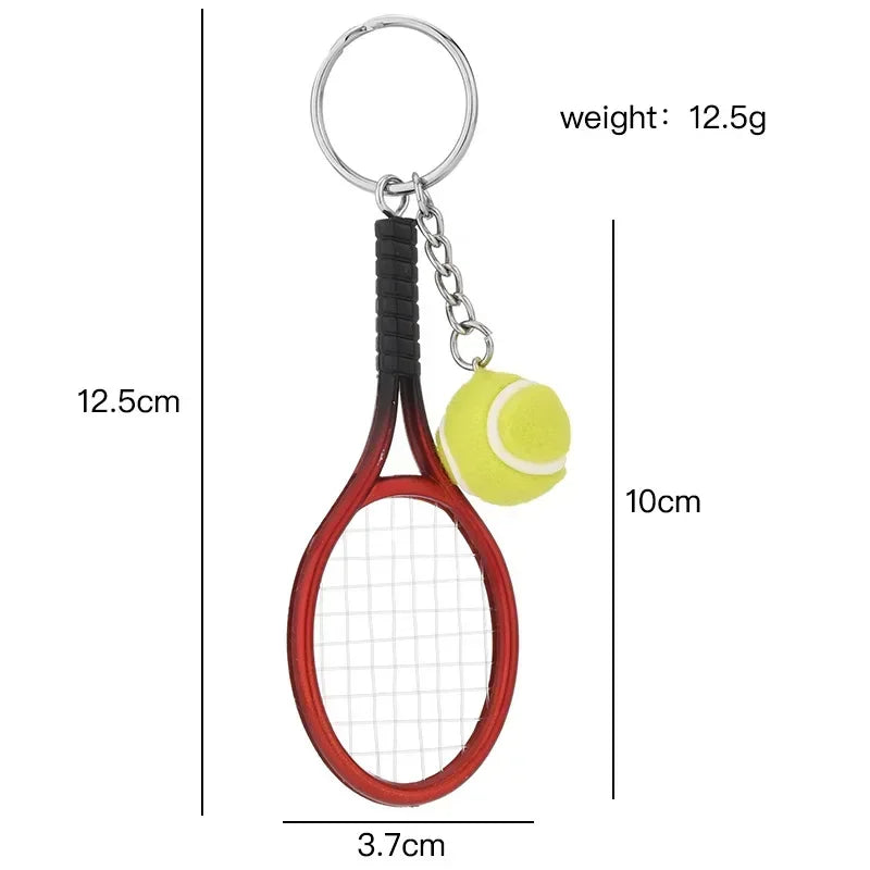 1pcs Tennis Racket Keychain - Cute Sport Mini Keychain car 6 color Pendant Keyring Sports Key Chain Who love sports Gifts