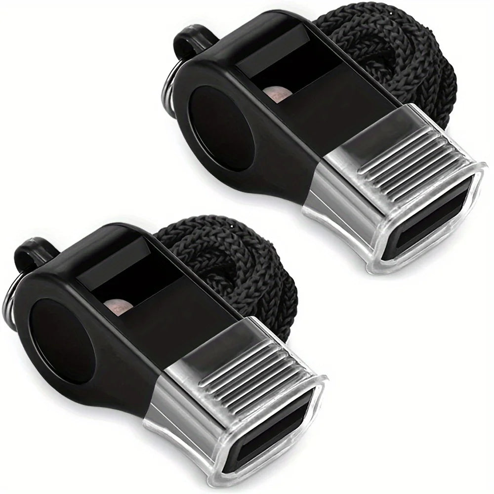Plastic Sports Whistles with Lanyard, Whistle with Loud Crisp Sound Ideal for Coaches, Referees
