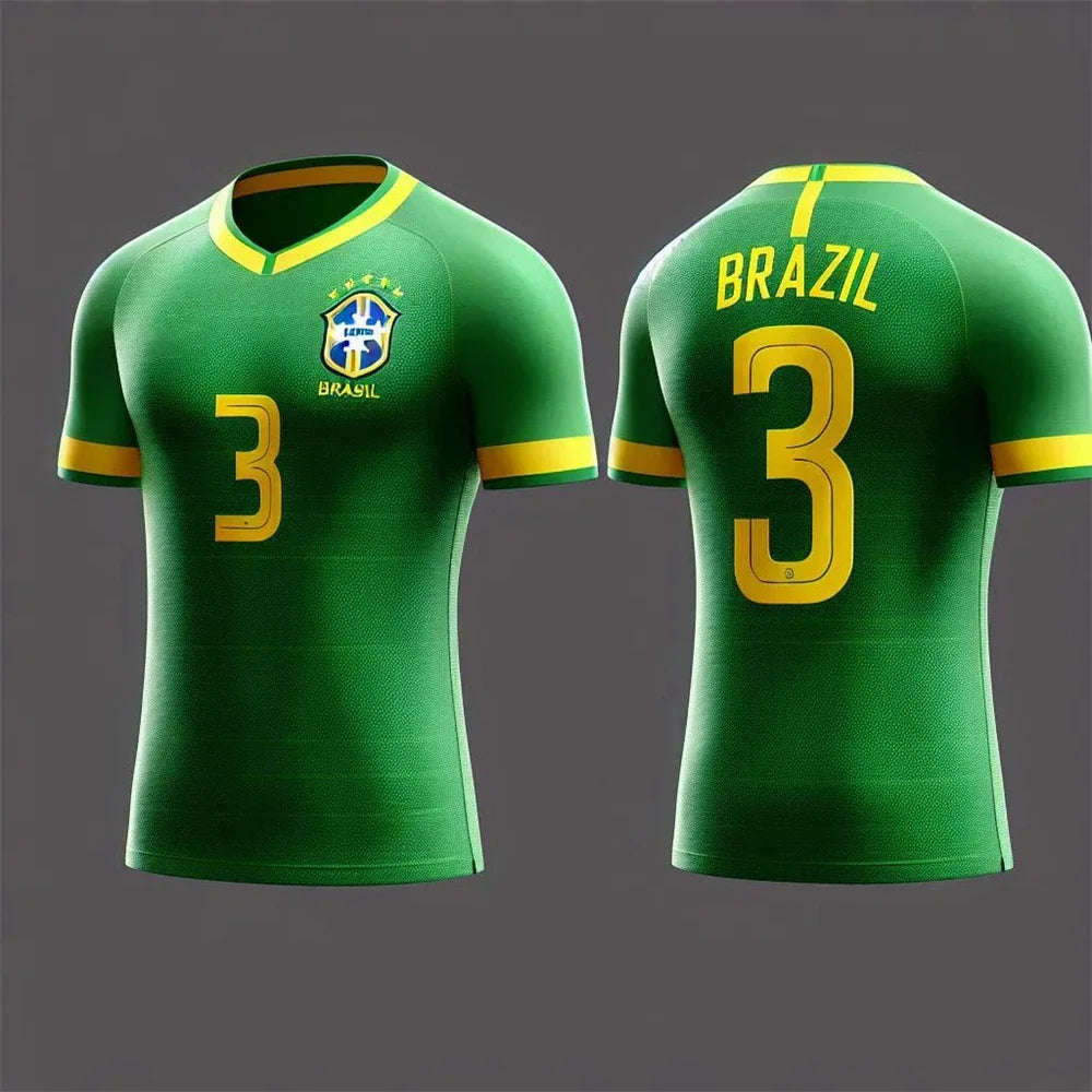 2025 Men's/Women's Sports T-shirt 3D printed Brazilian breathable Football Outdoor Sports V-neck top