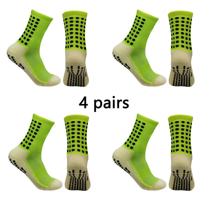 4 pairs of men's soccer socks non-slip grip pad football basketball socks