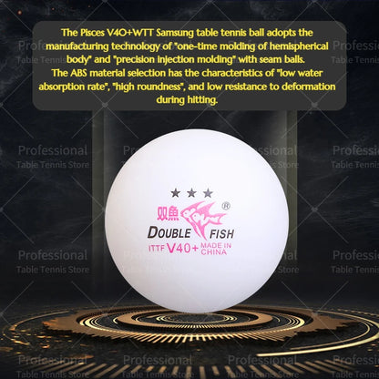Double Fish WTT 3 Star Table Tennis Ball (WTT Official Ball) Original Double Fish 3-Star Ping Pong Balls ITTF Inproved