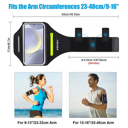 HAISSKY Stereoscopic Running Bags For iPhone 16 Pro Max 16 Plus 16E Men Women Zipper Earphone Pocket Outdoor Sports Armband Bags