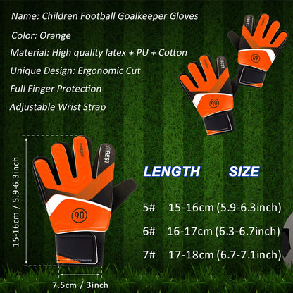 2Pcs Kids Soccer Goalie Gloves 5/6/7 Size Adjustable Wrist Strap Training Gloves Latex Goalkeeper Gloves Anti-Slip Full Finger