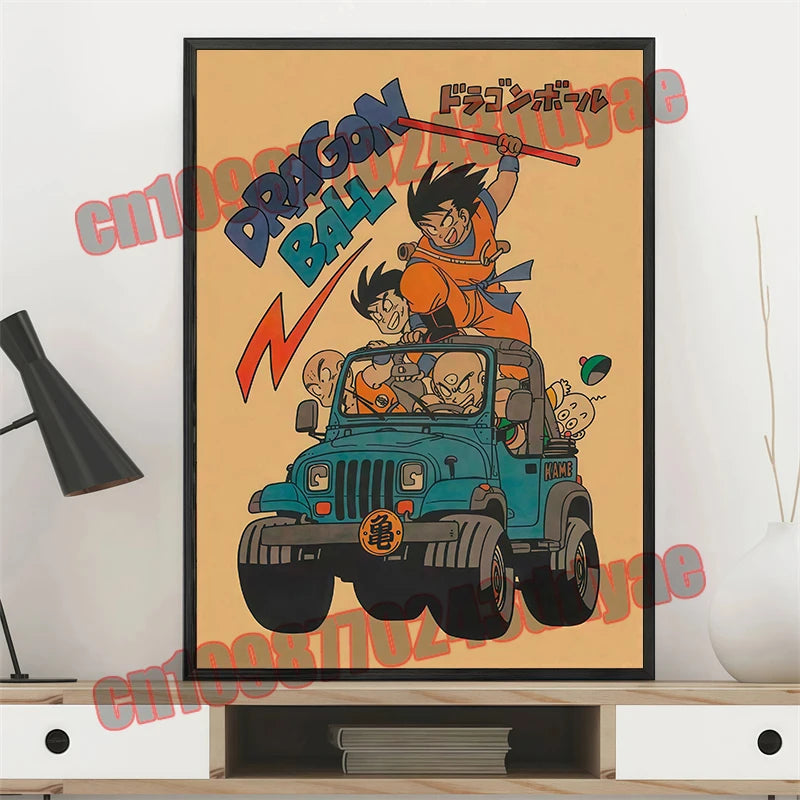 Japanese Anime Dragon Ball Retro Poster, Vegeta, Goku, Frisa, Piccolo, Canvas Paint, Printing Wall Art, Children's Gifts
