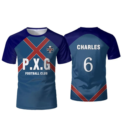 P.X.G Blue Lock Japanese Anime Jersey Football Uniform No.9 Rin Shidou Cosplay T Shirts Men's Women's Casual Sports Kids Tops