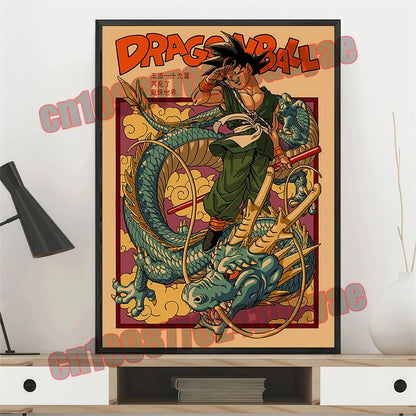 Japanese Anime Dragon Ball Retro Poster, Vegeta, Goku, Frisa, Piccolo, Canvas Paint, Printing Wall Art, Children's Gifts