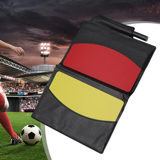 Professional Soccer Referee Red Yellow Card Set Lightweight PU+PVC Wallet Notebook For Football Officials Game Essentials