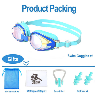 JSJM Professional Kids Swimming Goggles Anti-Fog UV Protection Waterproof Silicone Swim Glasses for Boys Girls Swim Eyewear Gift