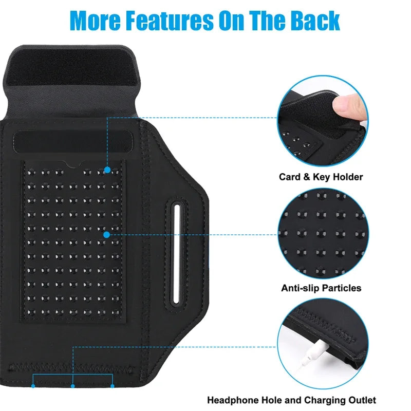 HAISSKY Stereoscopic Running Bags For iPhone 16 Pro Max 16 Plus 16E Men Women Zipper Earphone Pocket Outdoor Sports Armband Bags