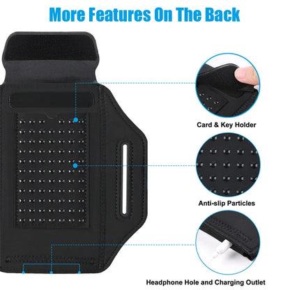 HAISSKY Stereoscopic Running Bags For iPhone 16 Pro Max 16 Plus 16E Men Women Zipper Earphone Pocket Outdoor Sports Armband Bags