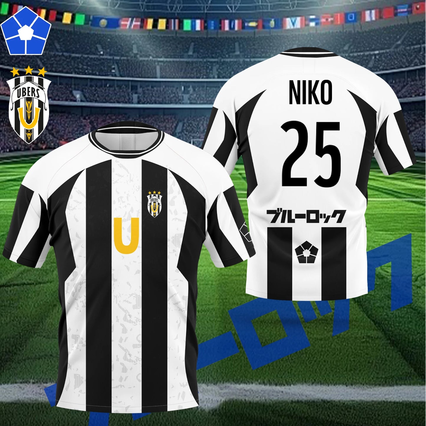 2025 Custom Anime Blue Lock Ubers Jersey Summer Soccer T Shirts Cosplay Uniforms Barou Aiku T Shirt Unisex Uber Club Tops AIKU