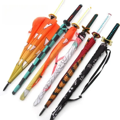 Anime Demon Slayer Sword Umbrella Kimetsu No Yaiba Long UV Blocking Parasol Tanjirou Samurai Sabre Real Japanses Katana Umbrella