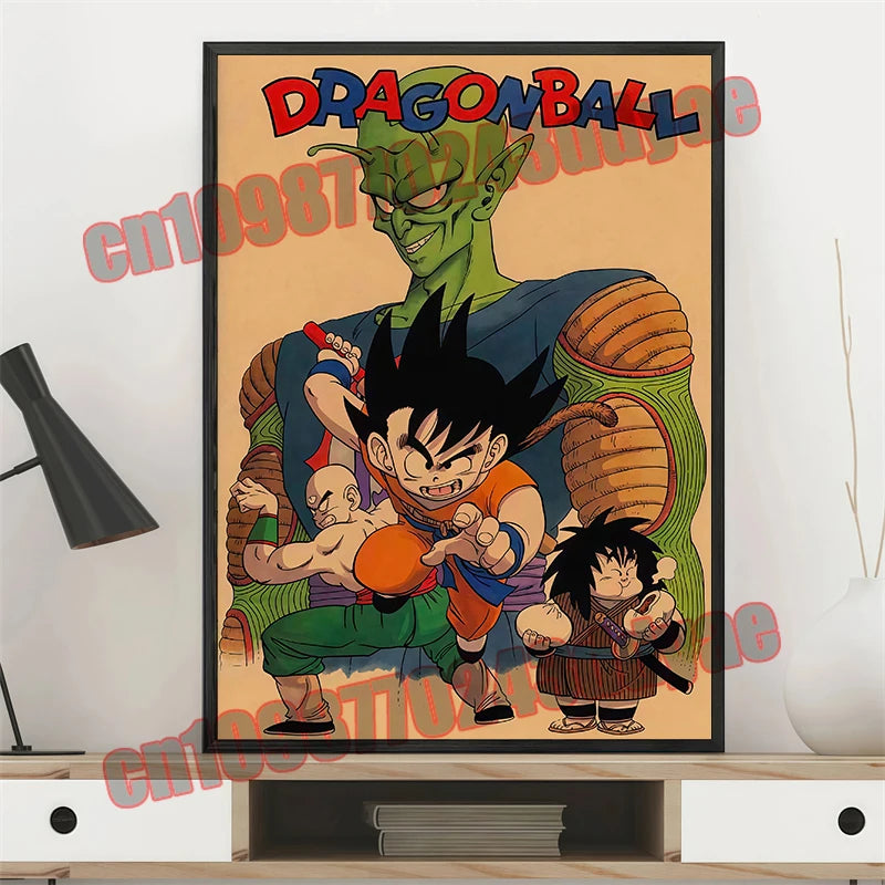 Japanese Anime Dragon Ball Retro Poster, Vegeta, Goku, Frisa, Piccolo, Canvas Paint, Printing Wall Art, Children's Gifts
