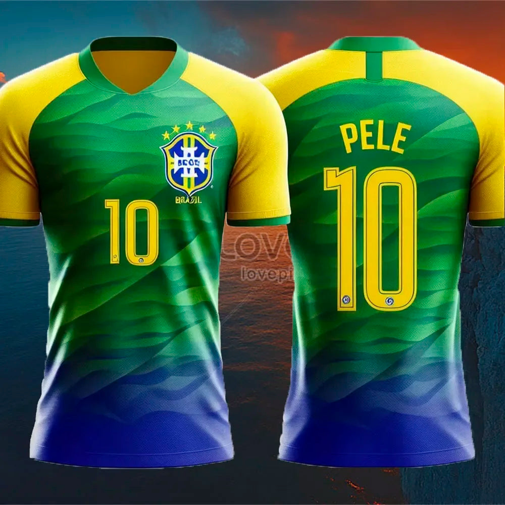 2025 Men's/Women's Sports T-shirt 3D printed Brazilian breathable Football Outdoor Sports V-neck top