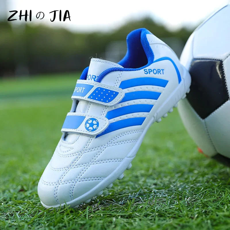 Children's Hook Loop Fastener Football Shoes Outdoor Grass Training Football Shoes Professional Anti Slip Lightweight Sneaker