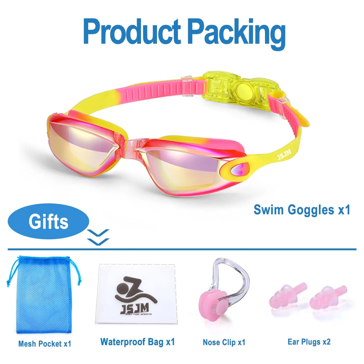 JSJM Professional Kids Swimming Goggles Anti-Fog UV Protection Waterproof Silicone Swim Glasses for Boys Girls Swim Eyewear Gift