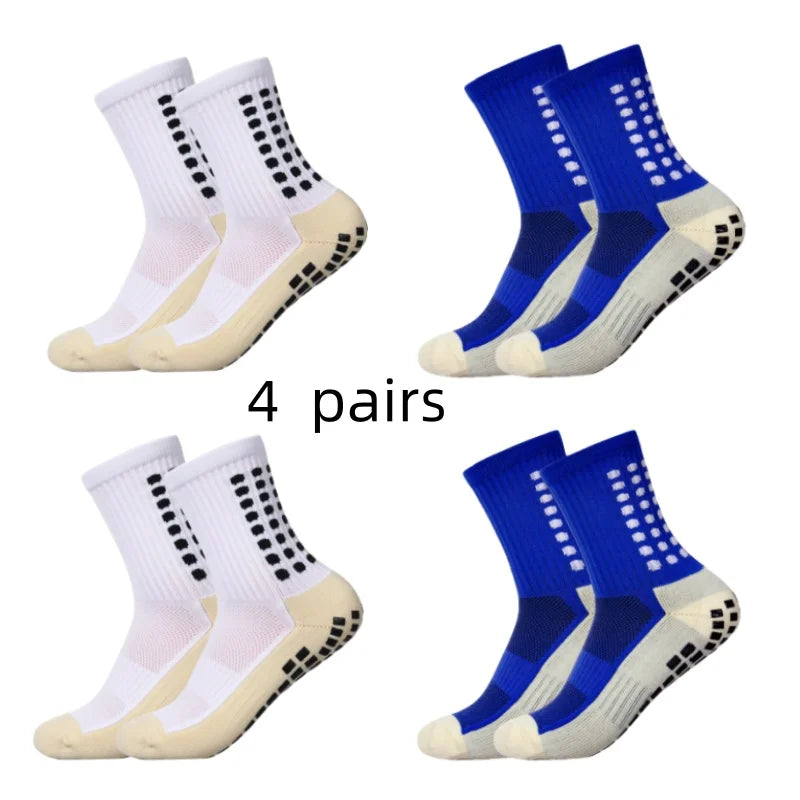 4 pairs of men's soccer socks non-slip grip pad football basketball socks