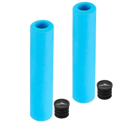 Bike Handlebar Grips Covers, 130mm Bicycle End Grips Protector Rubber Green Black, Non-Slip 1 Pair Silicone sponge hand grip