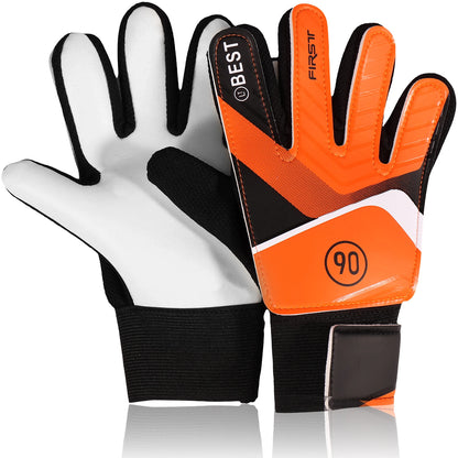 2Pcs Kids Soccer Goalie Gloves 5/6/7 Size Adjustable Wrist Strap Training Gloves Latex Goalkeeper Gloves Anti-Slip Full Finger