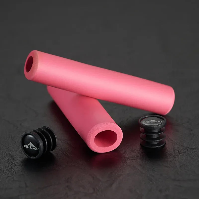 Bike Handlebar Grips Covers, 130mm Bicycle End Grips Protector Rubber Green Black, Non-Slip 1 Pair Silicone sponge hand grip