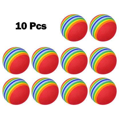 10x Golf Swing Training Foam Balls Indoor Practice Rainbow Sponge Balls Flexible Soft Golf Practice Ball Training Aid Accessory